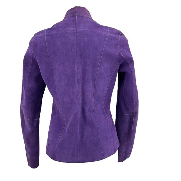 CHICO’S Purple Suede Black Leather Jacket Reversible Women's SZ L Art To Wear - Picture 11 of 12